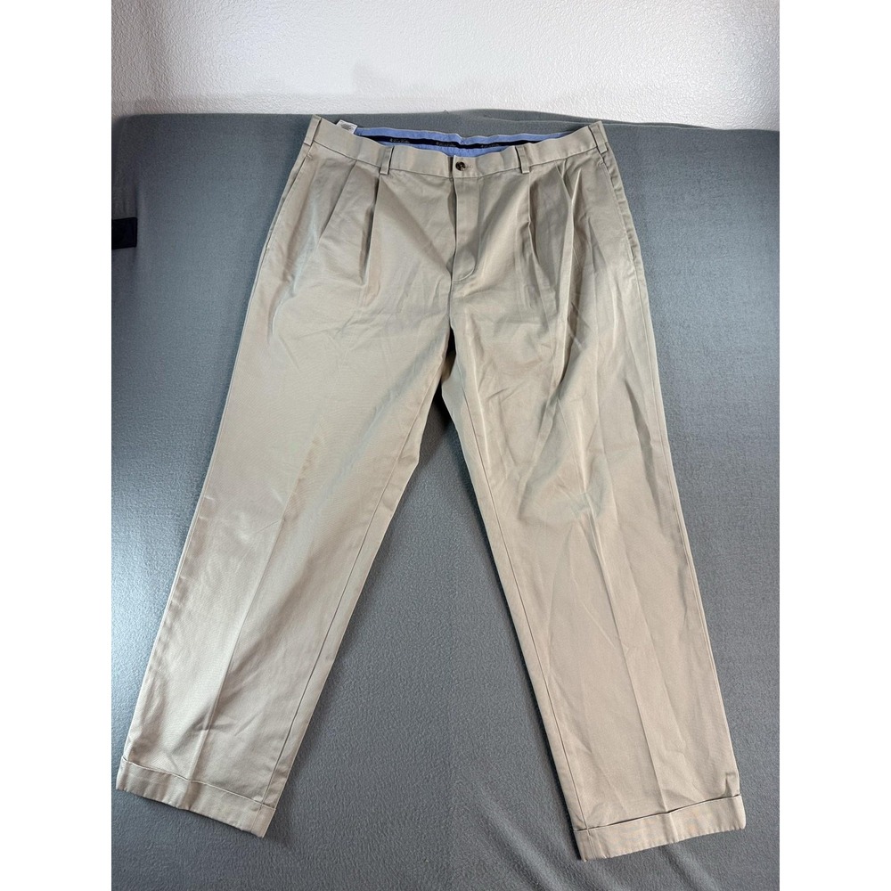 Brooks Brothers Elliot Pants Mens 40x30 Beige Light Advantage Chino Pleated